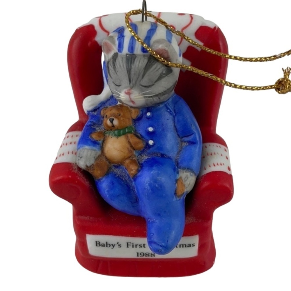 Christmas Ornament Kitty Cucumber Baby’s First Christmas Vintage 1988